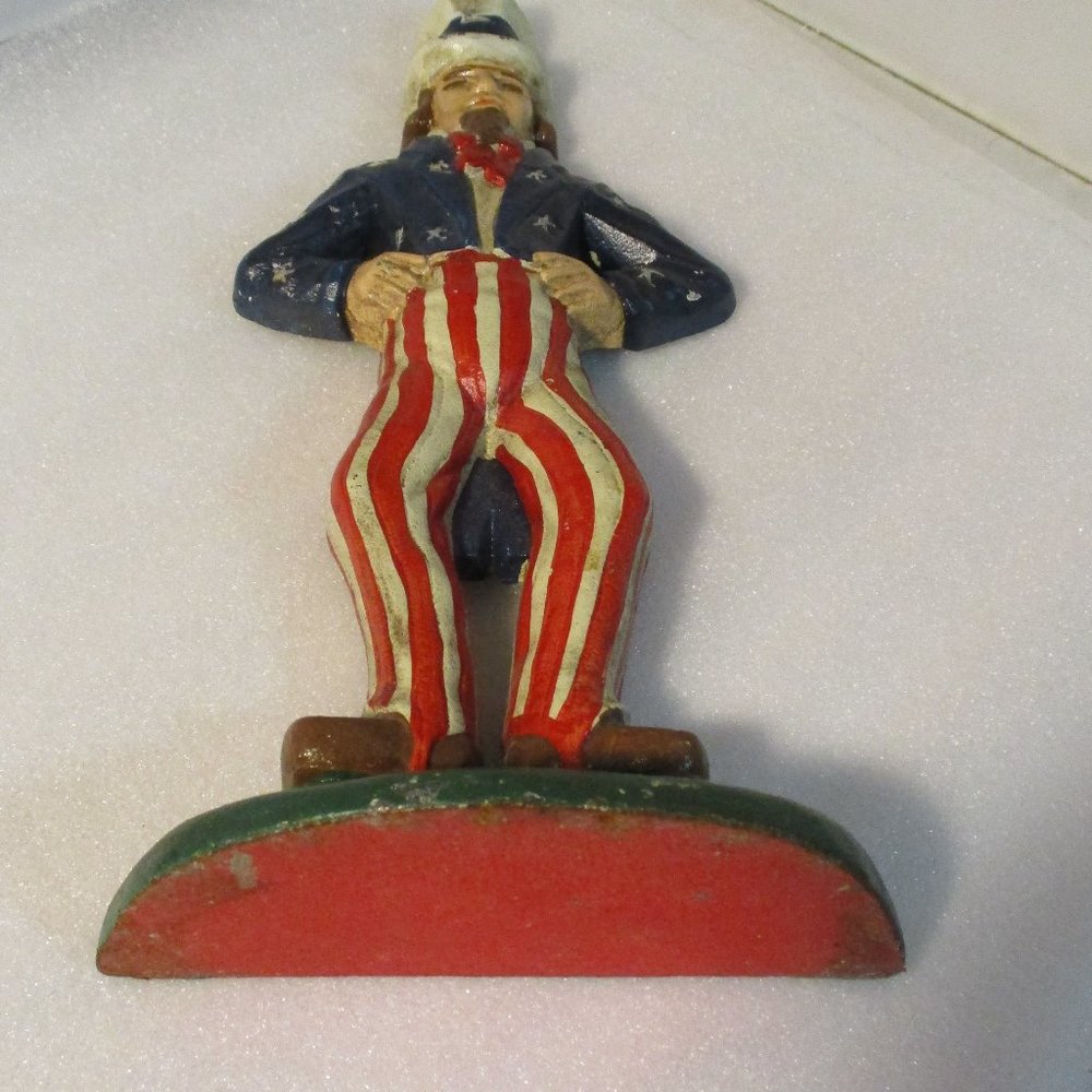 Vintage Uncle Sam Cast Iron Metal Doorstop Door Stop Americana Patriotic - Picture 4 of 12